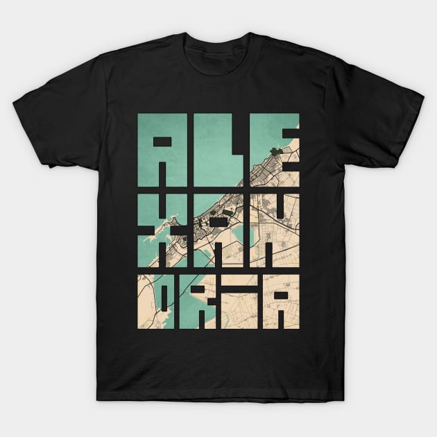 Alexandria, Egypt City Map Typography - Vintage T-Shirt by deMAP Studio